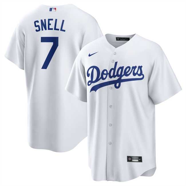 Men%27s Los Angeles Dodgers #7 Blake Snell White 2024 Cool Base Stitched Jersey Dzhi->new york mets->MLB Jersey